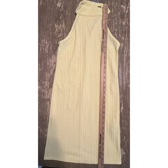 Forever 21 Butter Pastel Yellow Mini Halter Dress Bodycon NWT Ribbed SMALL - Picture 4 of 11